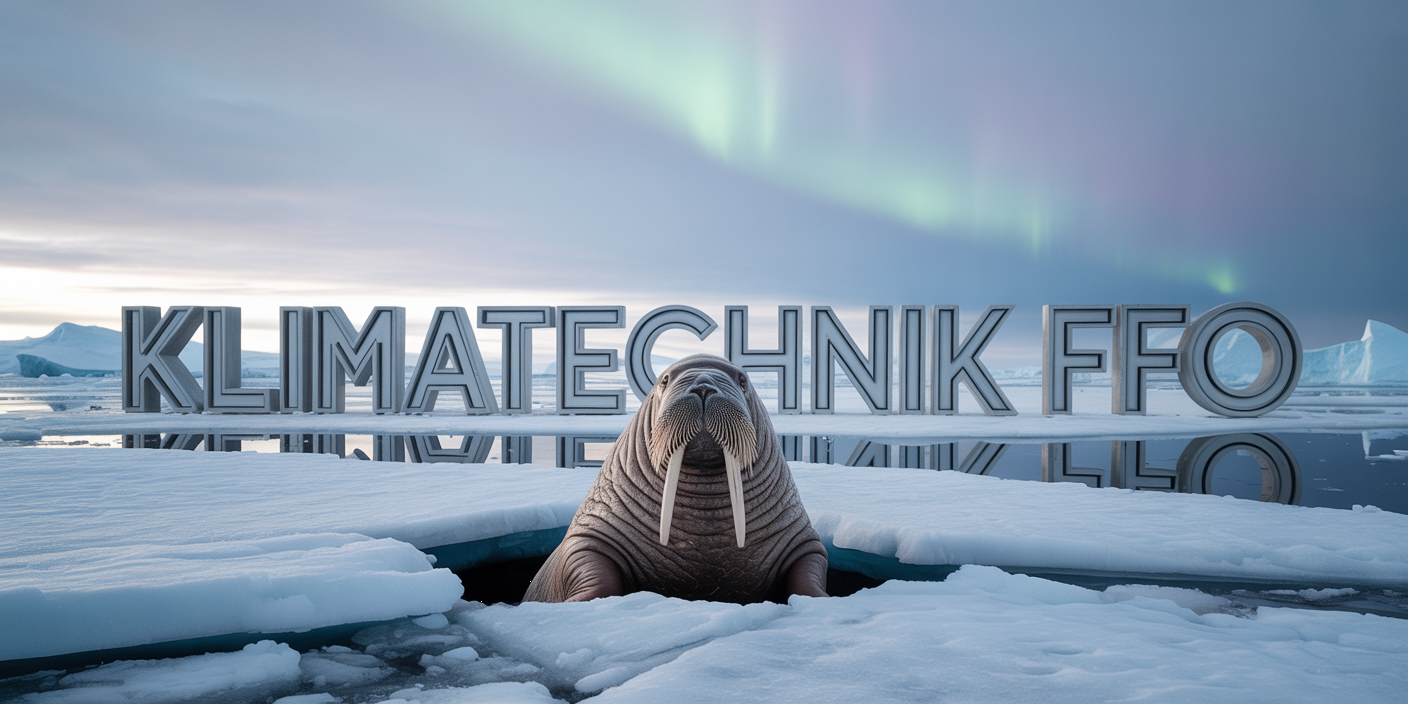 ein Walross bricht durch das eis